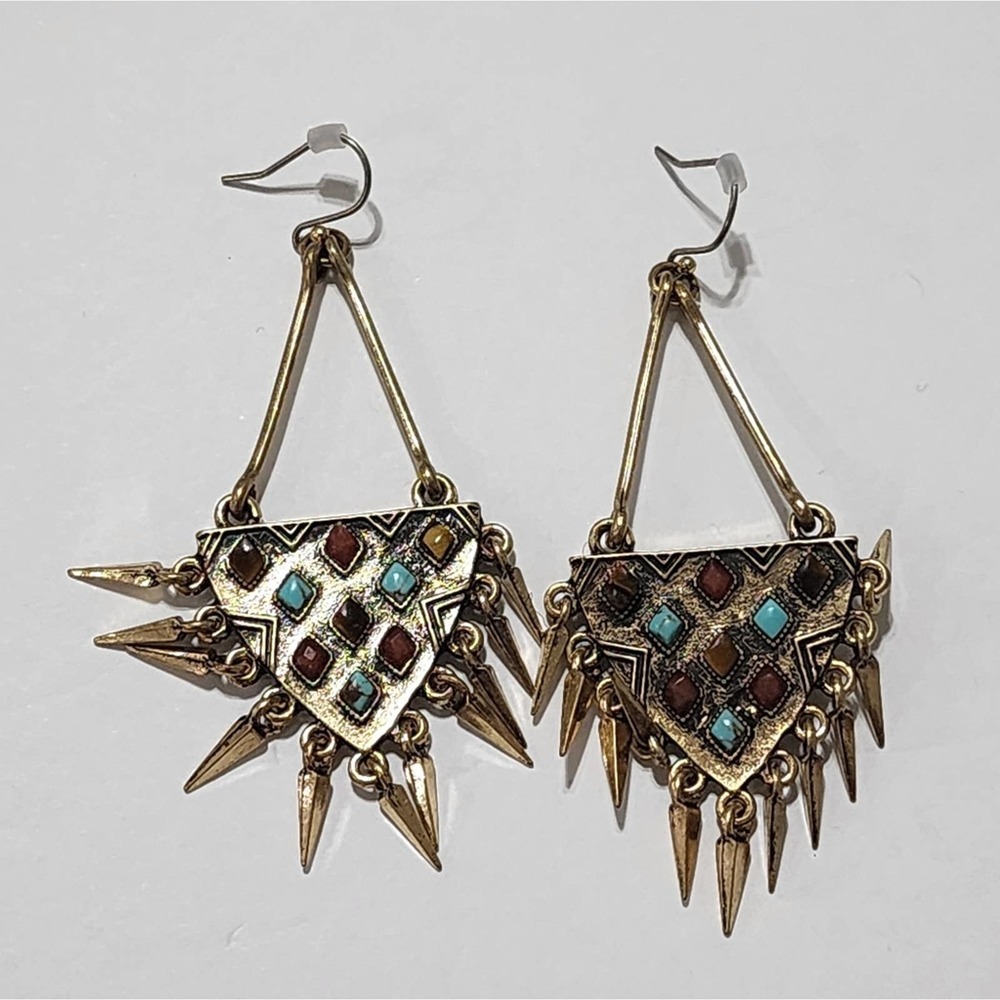 Lucky brand jeweled Fringe chandelier earrings new!!!